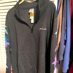 VS Pink Palm Shine Quarter Zip